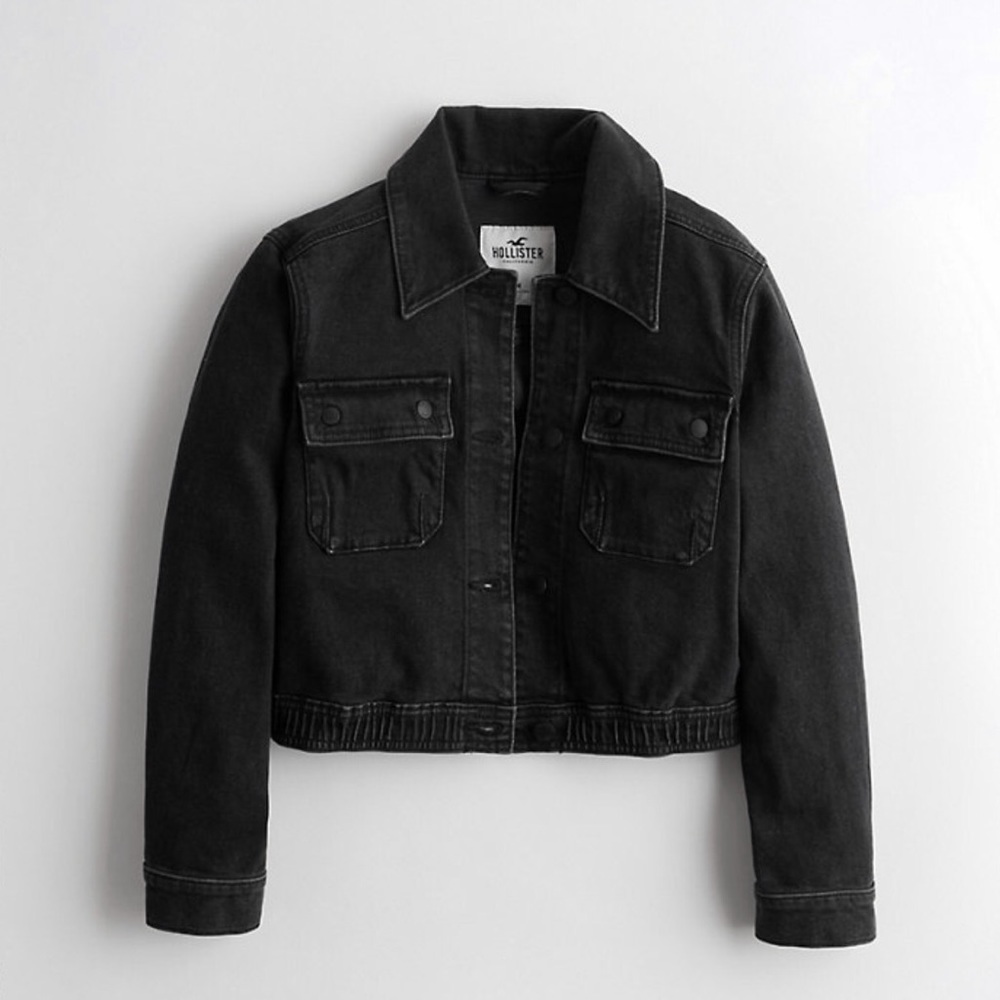 Hollister Stretch Crop Black Denim Jacket